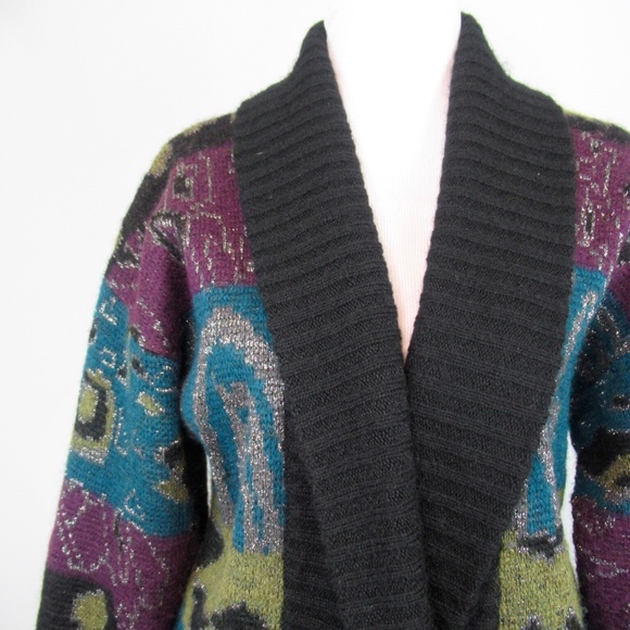Uno & Una Vintage Wool Blend Knit Cardigan Size Medium Oversized - Picture 5 of 12